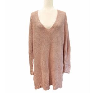 Eileen Fisher Organic Linen Cotton Knit Tunic Sweater Blush Pink Open Stitch 2X‎